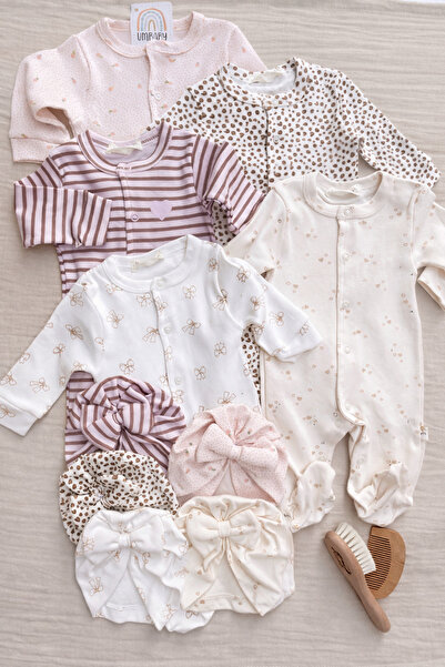 UmBaby 5’Li Kombin Bebek Tulum & Bone Takımı %100 Pamuk