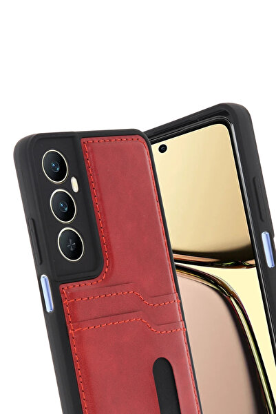 isiltikidsmoda Newface Realme C65 Leather Case with Card Holder - Red