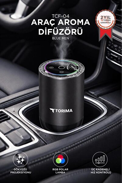 Torima Araç İçi Aroma Difüzörü Hava Nemlendirici Rgb Işıklı Şarjlı Oda ve Ara...