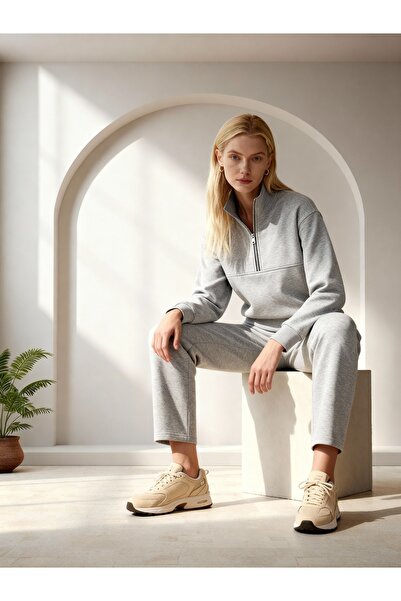 LAPS Alya Women's Half-Zip Comfortable Loose Fit Tracksuit Set