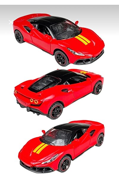 Funyday Süper Spor Şeritli Yarış Arabası Metal Model Çek Bırak kapıları Açıla...