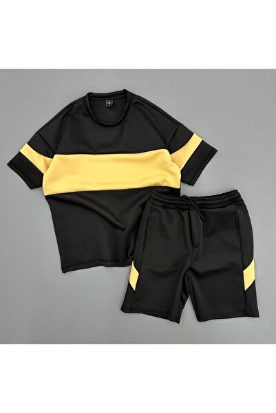 NOFLEN Scuba Black Men's Round Tshirt Sort Set