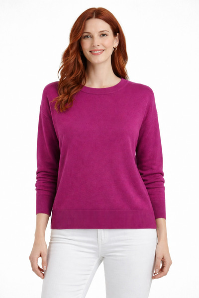 Neden Tekstil Fuchsia Crew Neck Basic Sweater