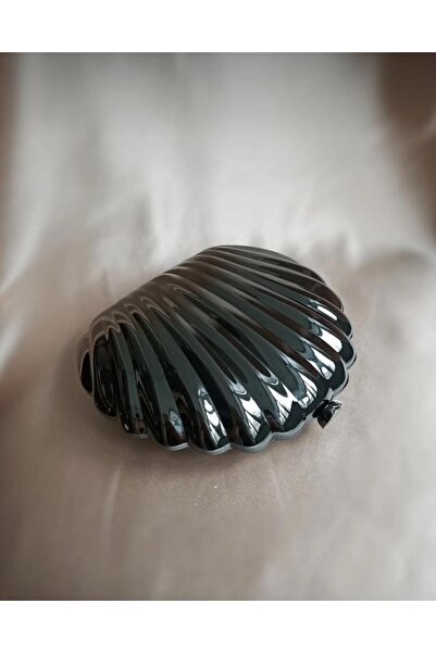 gül sezgin butik Women's Oyster Model Shiny Evening Dress Bag - Black