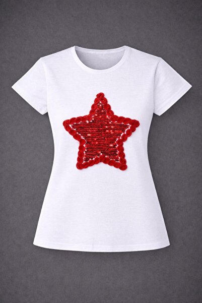 Nacar 23 Nisan 29 Ekim Gösteri Kıyafeti Yıldız Detaylı Kız Çocuk – Beyaz–Tişört