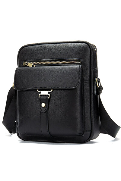 JERMYN'S Men's messenger bag made of black genuine leather London