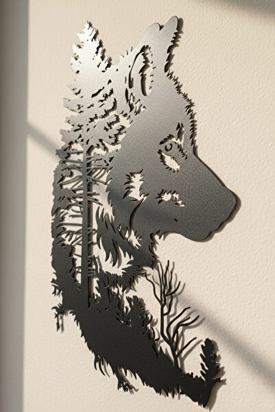 AKDESİNGWALLART Vahşi Asalet - Modern Metal Duvar Tablosu | Dekoratif Kurt ve...