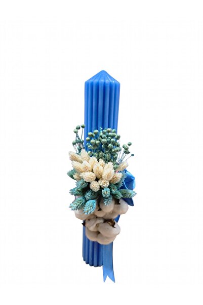 MASSIBEBE Elegant baptism candle, striped wax, Cotton decoration