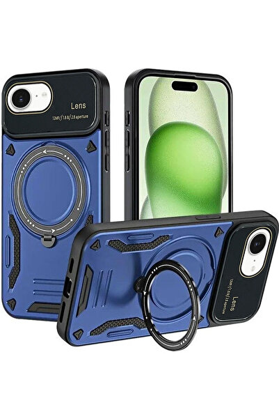isiltikidsmoda Newface iPhone 16E Case Joy Lens Stand Cover - Navy Blue