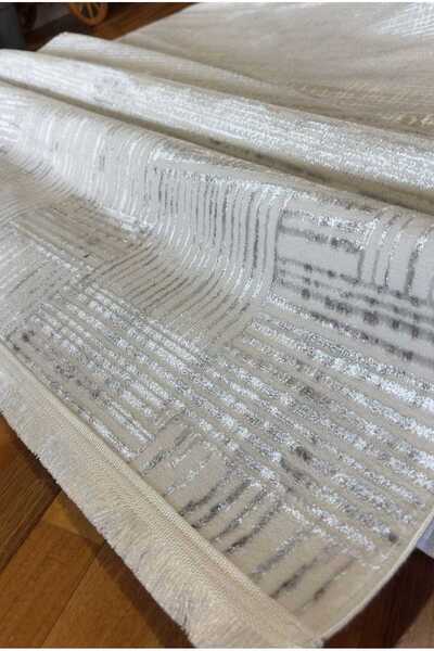 Badelya Home Krem Gri Saten Bambu İnce Sık Dokuma Parlak Yüzey Kaymaz Özel Ke...