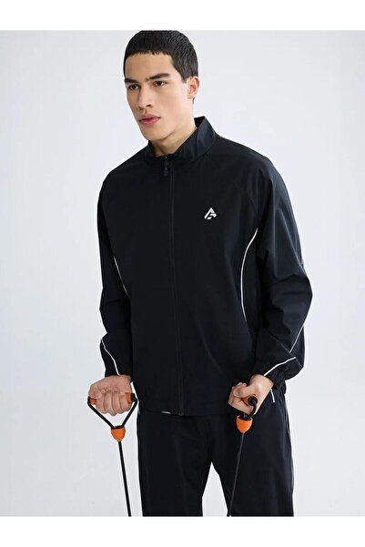 LC Waikiki Μαύρο ανδρικό φούτερ με ψηλό γιακά και φερμουάρ (S6)