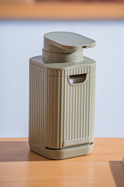 ACAR 9255 Snoppy Liquid Soap Dispenser with Sponge Container Khaki Green - 19 cm