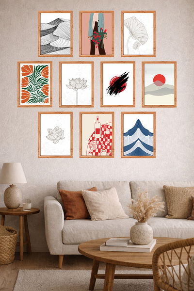 UNT Σετ 10 Πίνακες με Μίνιμαλ Εμφάνιση Πλαισίου, Ιαπωνικού, Αφηρημένου και Βο...