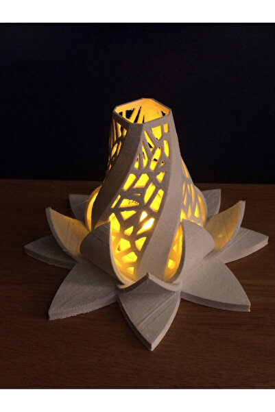 HyperDesign 3D Baskı LED Lotus Mumluk Gece Lambası – Dekoratif Masaüstü Ortam...
