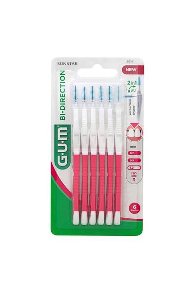 GUM Σετ 6 μεσοδόντιων βουρτσών, GUM, διπλής κατεύθυνσης, για βαθύ καθαρισμό, ...