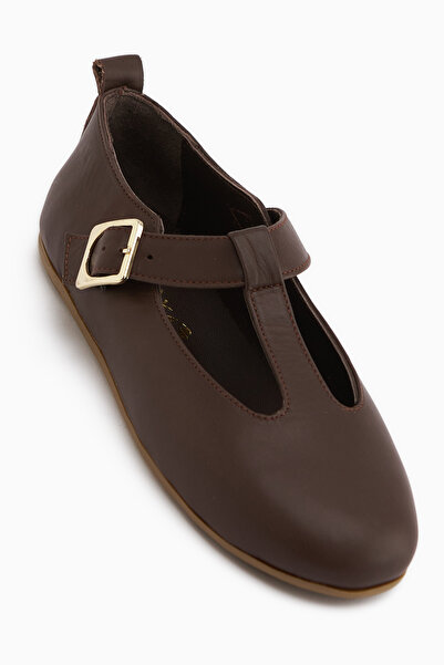 Limoya Balerini de damă Danni din piele naturală, maro, cu curea