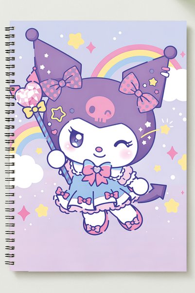 BLACKONECLASS Kuromi̇ Themed A5 Metal Spiral Unlined Cardboard Cover Kuromi̇ Themed A5 Notebook