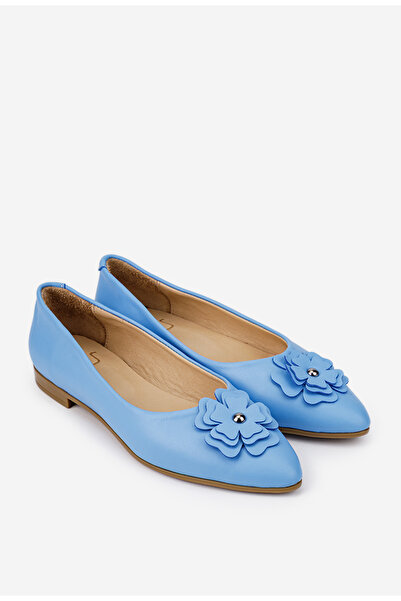 Dasha Balerini dama NUR din piele naturala bleu cu floare