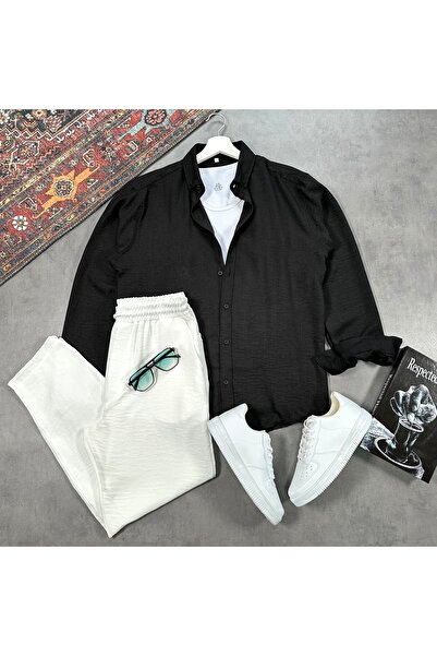 tetramoda Men's Linen Textured Shirt and Trousers Set, 2-Piece Set