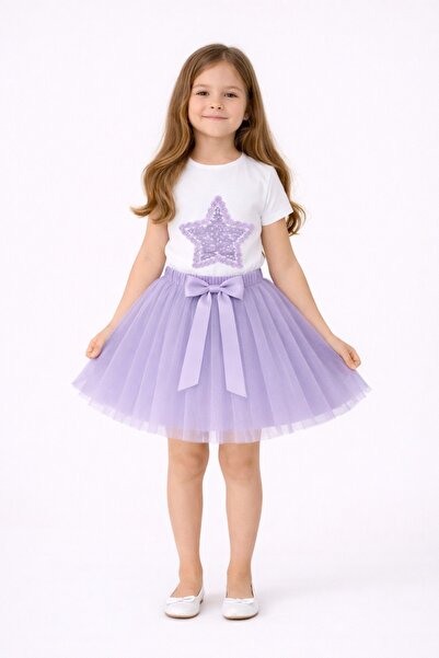 Nacar Kız Çocuk 23 Nisan 29 Ekim Yıldız Tshirt ve Tütü Etek İkili Takım - 23 ...