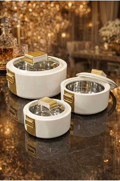 Jaypee Luxury White 3-Piece Hotpot Set | Stainless Steel Liner, Glass Lid wit...