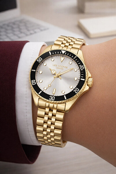Lee Cooper Gold Color Steel Strap & Case Women's Wristwatch with Bracelet Gif...