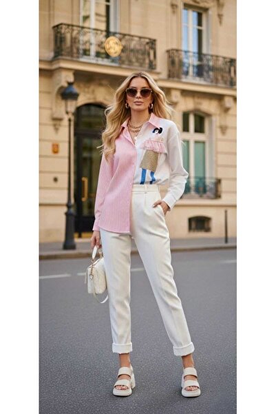 Butik Şenel Kız Baskılı Taşlı Gömlek