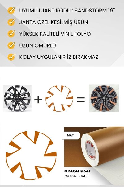 GRAFİCAR Cupra Formentor SANDSTORM 19" Uyumlu Jant Kaplama Sticker Set