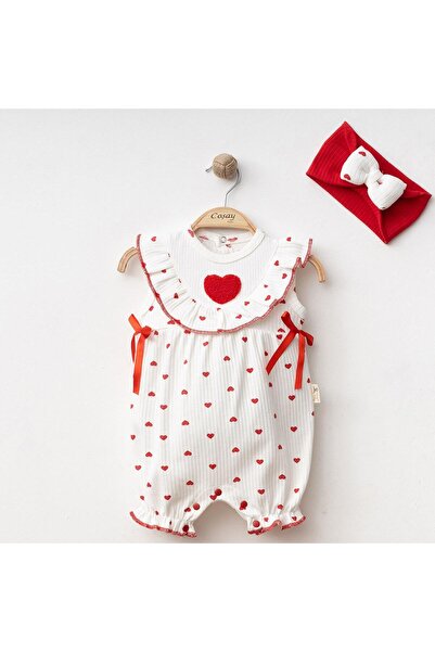 Primula Studio Kalp Desenli ve Fiyonk Detaylı %100 Pamuklu Kolsuz Kız Bebek T...