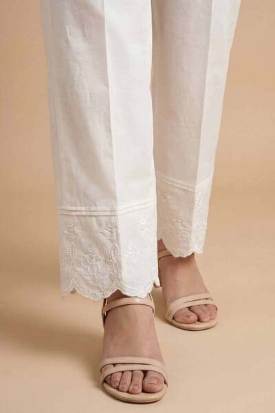 Nishat Linen Embroidered Trousers - PE 26-655