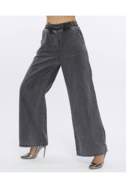 DENİKK Elastic Waist / Lace-Up Kot Denim Jean Palazzo Comfortable Fit Pants