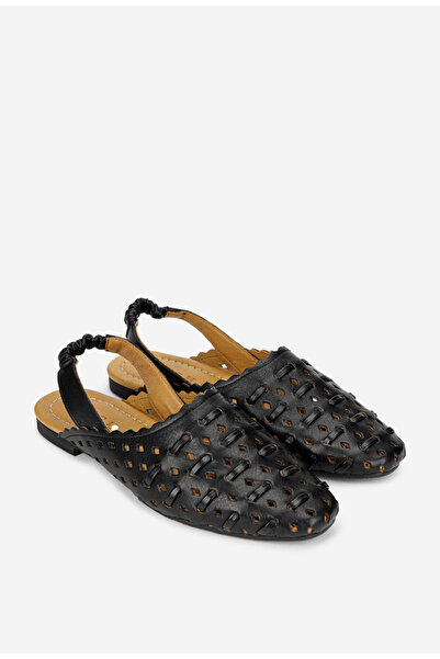 Dasha Women's black Leather Ballet Flats with perforations