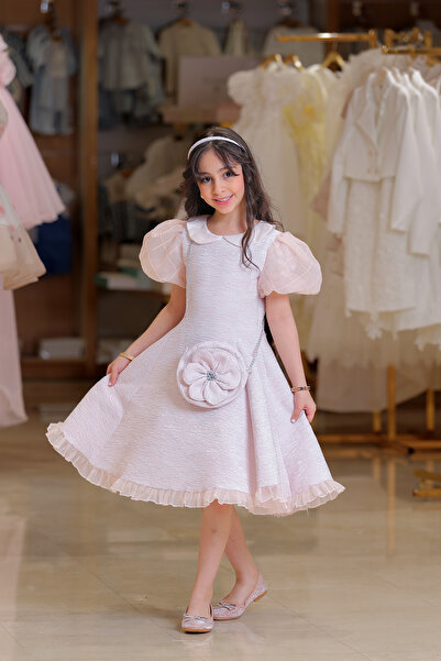Alesayi_kids Eid dress with headband and bag, sizes 5 to 11 years