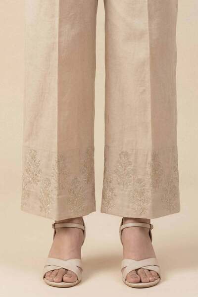 Nishat Linen Embroidered Trousers - PE 26-640