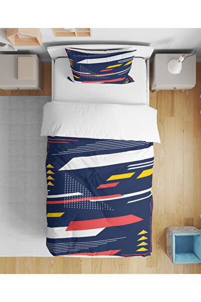 Home Colorful Line Patterned 3D Digital Printed Single Men's Duvet Cover Set ...