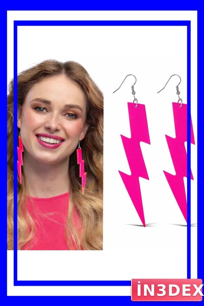 İN3DEX Retro Style Lightning Figure Large Earrings 10cm Length