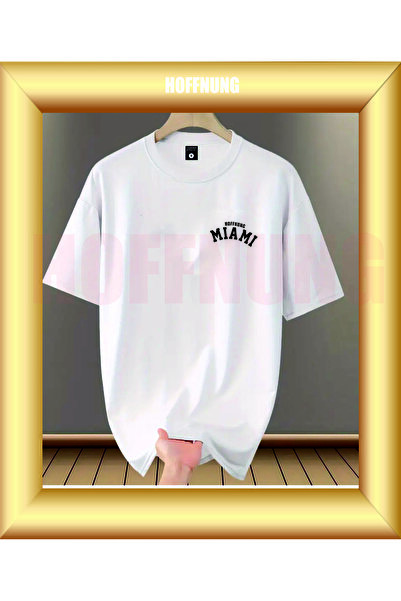 HOFFNUNG Unisex Short Sleeve Round Neck Miami Hoffning Printed Solid Color t ...