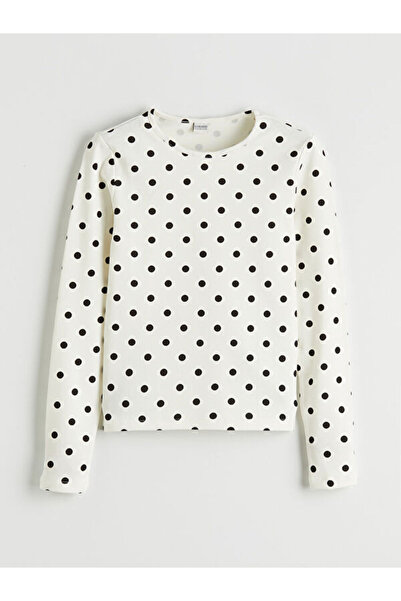 LC Waikiki Rmz Gi̇yi̇m Farkiyla Zero Roba Collar Polka Dot Girls' T-Shirt