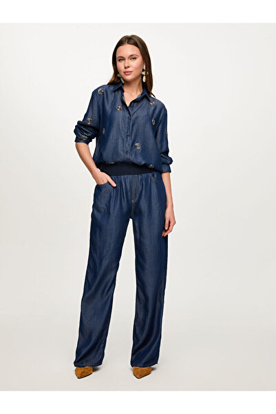 Faik Sönmez Wıde Leg Fıt Beli Lastikli Liyoselli Rahat Jean Pantolon S26JPN010