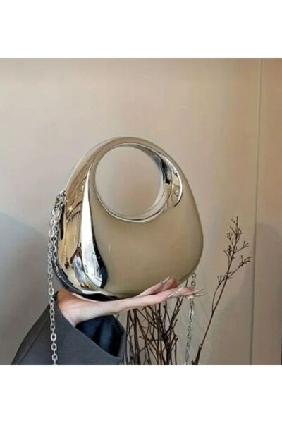 gül sezgin butik Women's Mirror Model Handbag and Women's Shoulder Bag Silver
