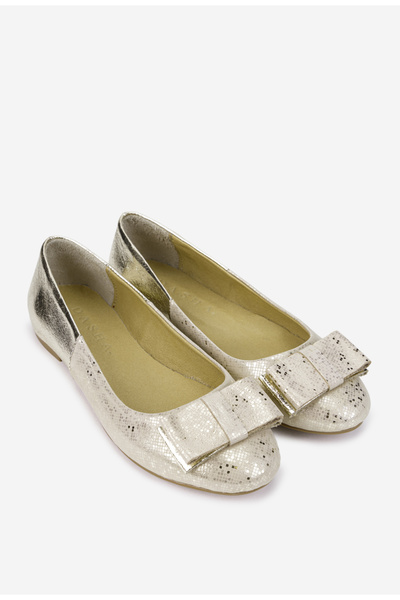 Dasha Balerini dama aurii din piele cu model si ornament funda