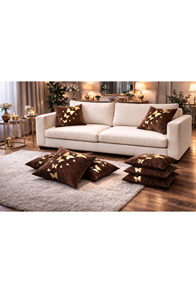 Diva Home Artificial Leather Butterfly Patterned 2-Piece Throw Pillow Cover (...