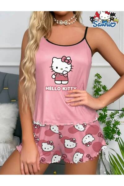 Silona Homewear Hello Pink Strappy Shorts Pajama Set