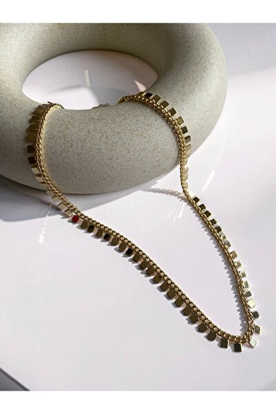 Ceki Home Kadın Çelik Pullu Kare Kolye