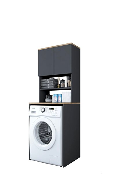 Salerno Akıllı Ev Mobilyaları SLRN11 çamaşır makinası dolabı 3 raflı kapaklı ...
