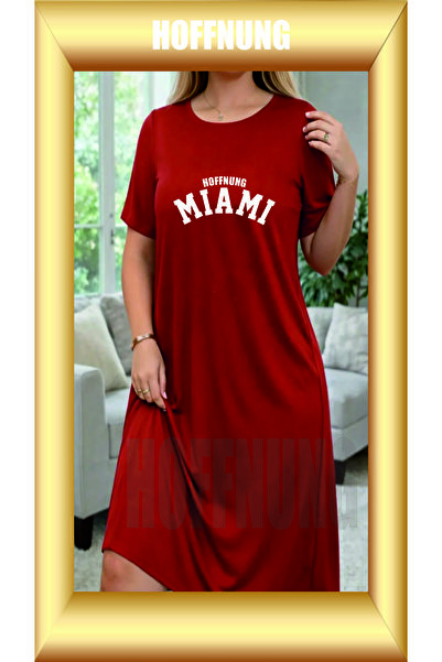 HOFFNUNG Unisex Short Sleeve Round Neck Miami Printed Solid Color Long Tshirt