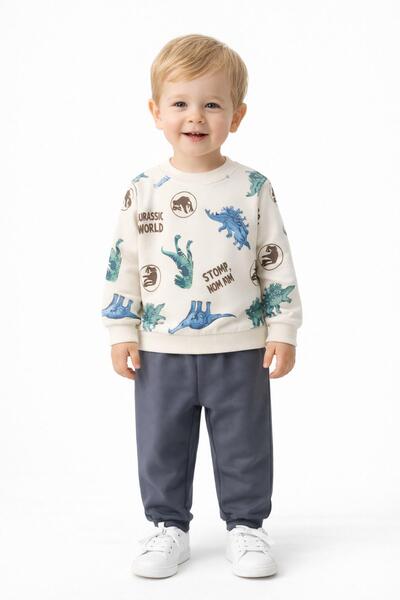 BAGLAN Boy's Front Printed Sweatshirt and Sweatpants Set Bgl-St05256