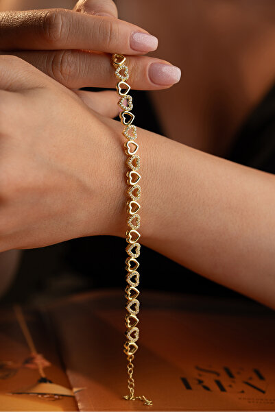 Silvano Jewelry 925 Ayar Gümüş Özel Tasarım Kalpli Model Bileklik