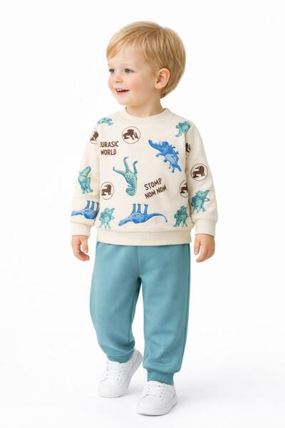BAGLAN Boy's Front Printed Sweatshirt and Sweatpants Set Bgl-St05256