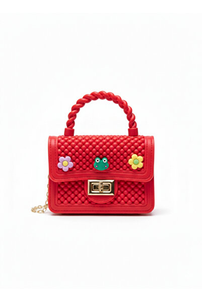 synshop Keroppi Frog Flower Червена силиконова чанта през рамо за жени, млади...